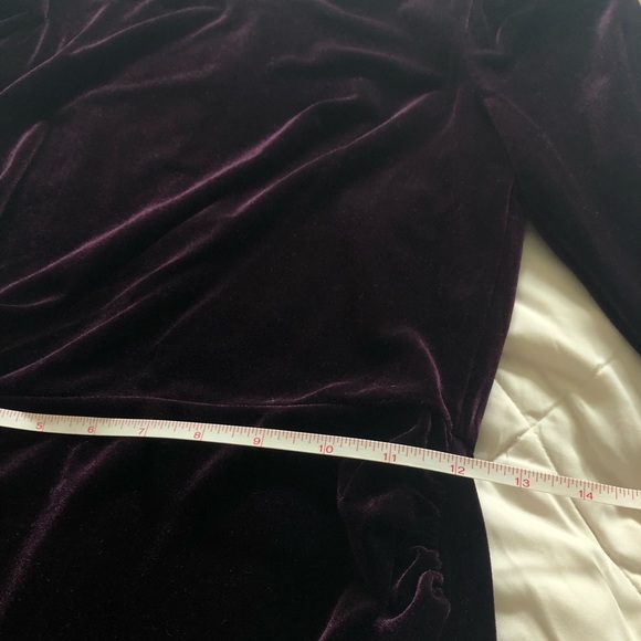 Calvin Klein Velvet Puff Sleeve Ruched Dress - Picture 8 of 16